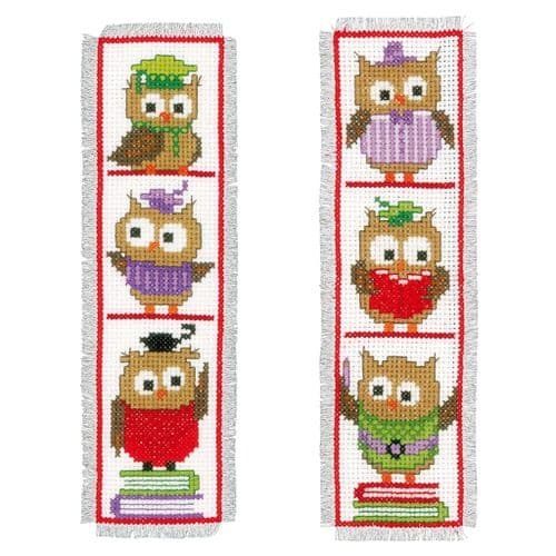 Clever Owls Bookmarks (2) Counted Cross Stitch Kit by Vervaco