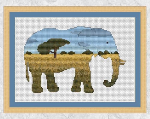 Climbing Goat Designs Large  Savannah Elephant printed cross stitch chart