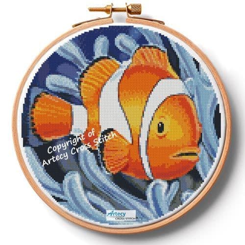 Clownfish 2 Hoop (Large) by Artecy printed cross stitch chart