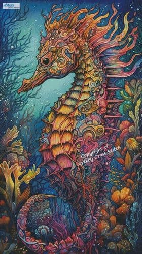 Colourful Abstract Seahorse (Large) by Artecy printed cross stitch chart