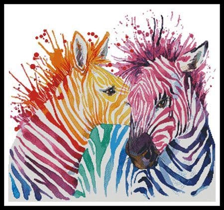 Colourful Zebras by Artecy printed cross stitch chart