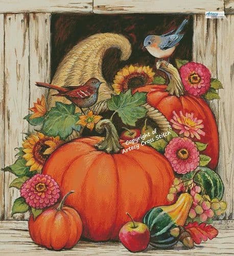 Cornucopia Pumpkins (Large) by Artecy printed cross stitch chart
