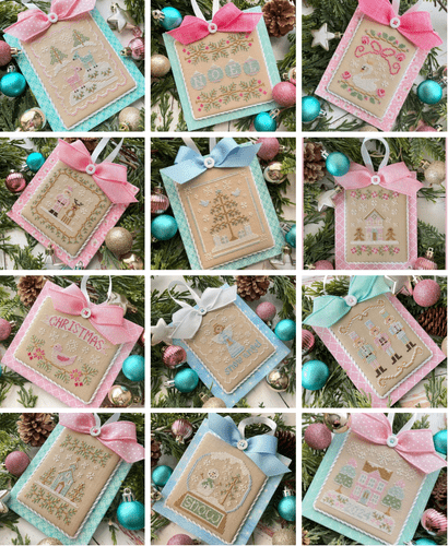 Country Cottage Ornaments -  Pastel Collection Set of 12 cross stitch charts - PRE-ORDER