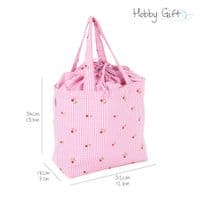Craft Bag (L): Drawstring: Embroidered Cherries