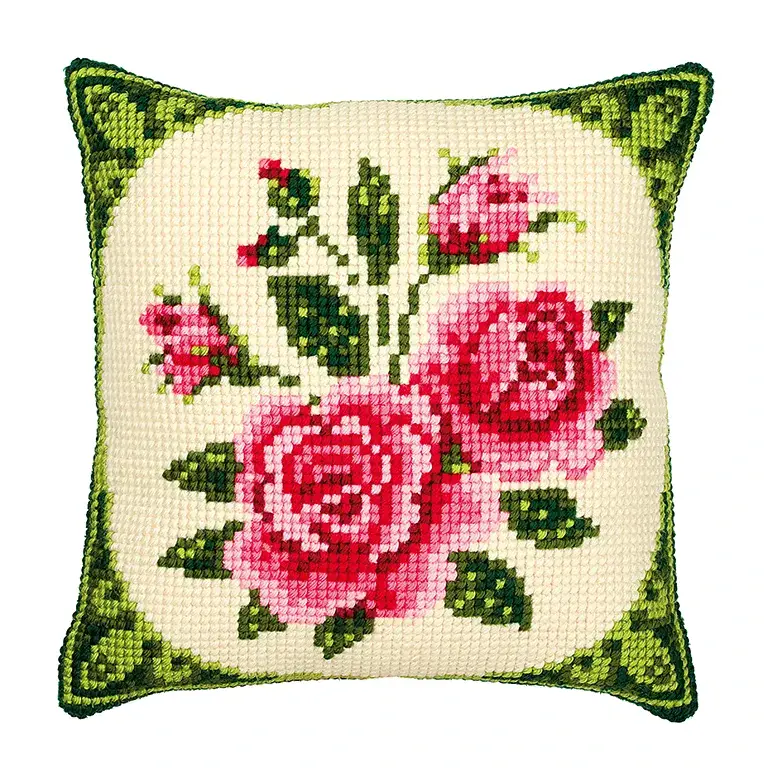 Coussin Canevas Vervaco Kit Couture Coussins Point De Croix - Roses Mystérieuses Super Croix