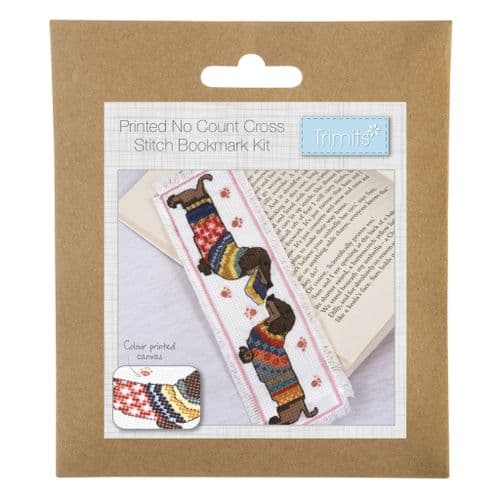 Cross Stitch Kit: Printed: Bookmark: Dachshund in Jumper