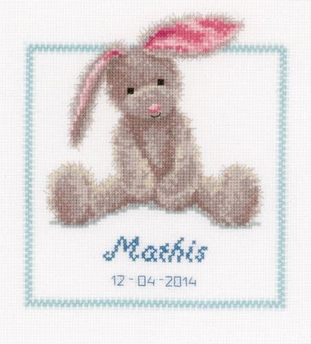Cute Bunny Birth Sampler Counted Cross Stitch Kit by Vervaco