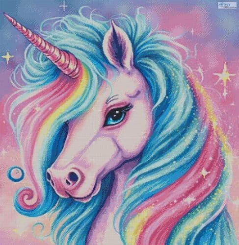 Cute Rainbow Unicorn by Artecy printed cross stitch chart