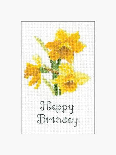 Daffodils cross stitch card kit  - John Clayton Greetings cards