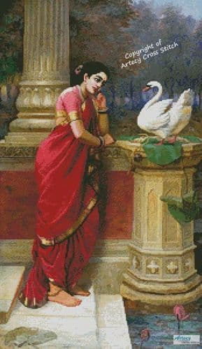 Damayanti talking to the Royal Swan about Nala by Artecy printed cross stitch chart