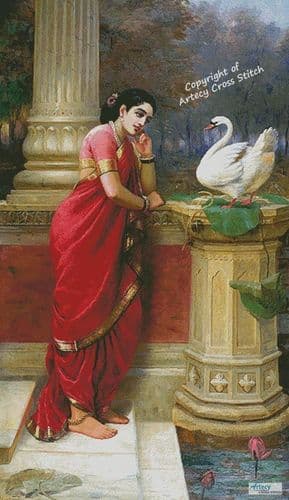 Damayanti talking to the Royal Swan about Nala (Large) by Artecy printed cross stitch chart