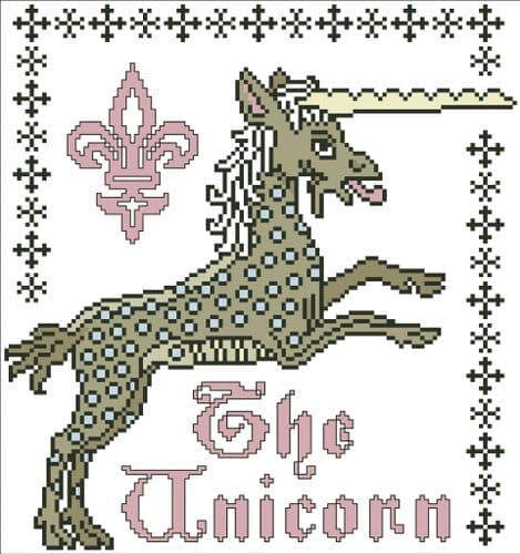 Dappled Unicorn by Arelate Studio cross stitch chart
