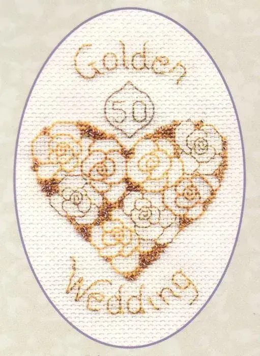 Derwentwater Designs Golden Wedding card cross stitch kit EXCESS STOCK