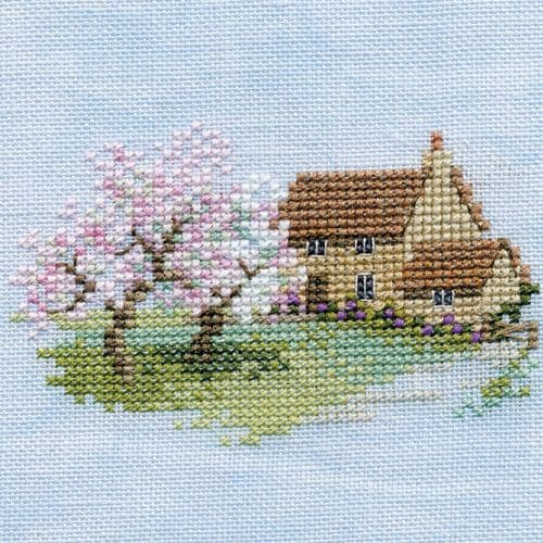Derwentwater Designs Orchard Cottage (linen) cross stitch kit