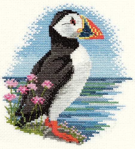 Derwentwater Designs Puffin cross stitch kit - EXCESS STOCK