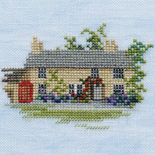 Derwentwater Designs Rose Cottage (linen) cross stitch kit