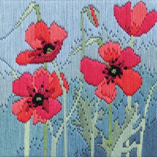 Derwentwater Designs Wild Poppies long stitch kit