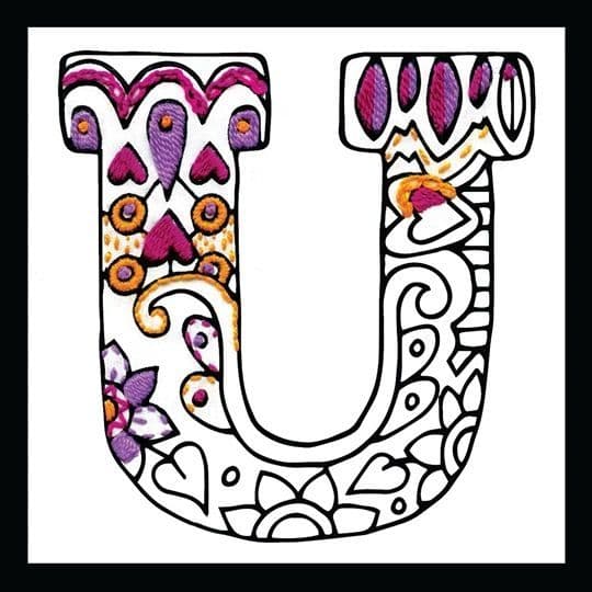 Design Works Zenbroidery Letter U Embroidery Printed Fabric