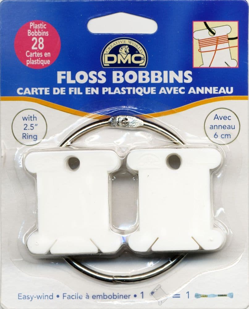 DMC 28 Plastic Floss Thread Bobbins with 2 5
