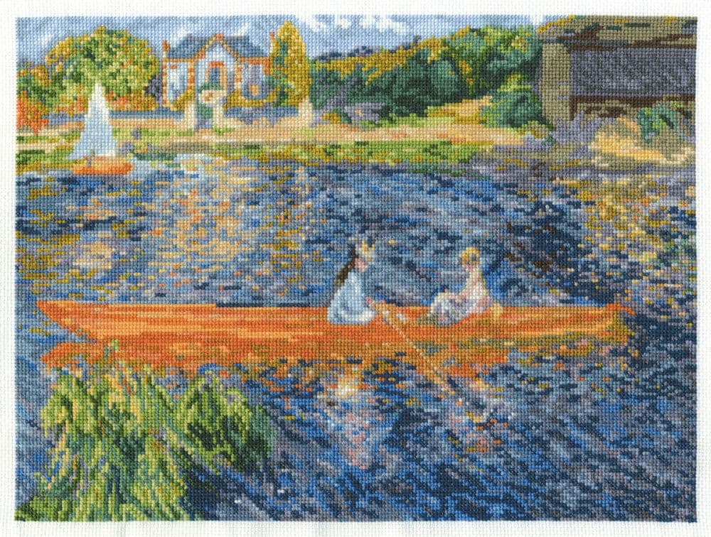 DMC Renoir The Skiff borduurset met katoenen draden, 14K Aida-stof, kruissteekschilderij, naald en volledige handleiding (mogelijk niet beschikbaar in het Nederlands DMC Renoir The Skiff borduurset met katoenen draden, 14K Aida-stof, kruissteekschilderij, naald en volledige handleiding (mogelijk niet beschikbaar in het Nederlands