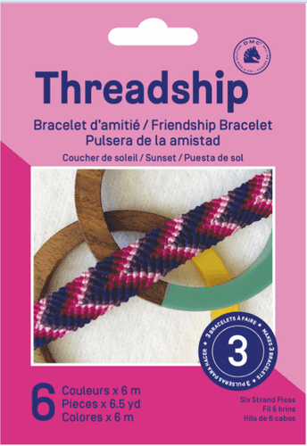 DMC Threadship - 3 Bracelet Starter Pack - Sunset (Six Strand Floss - 6 Colours)