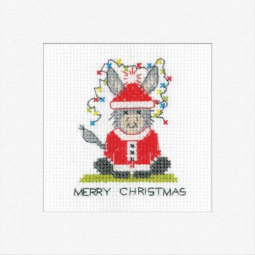Donkey Santa Card cross stitch kit