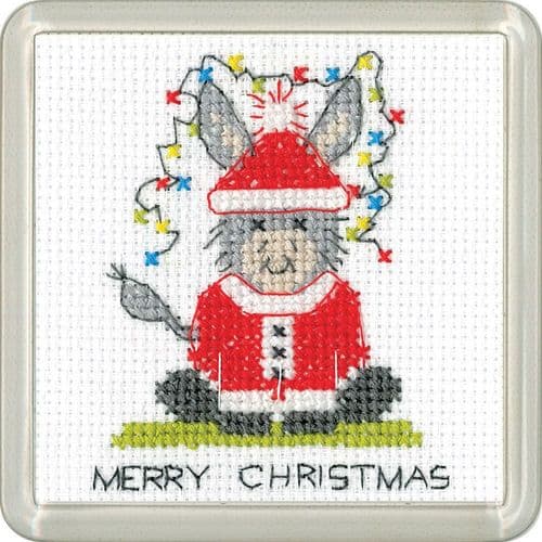 Donkey Santa Coaster Kit cross stitch kit