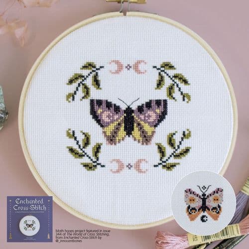 Drawn to the Light Moth Hoop WOXS Issue 344 project pack