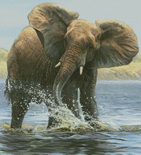 Elephant Painting (Crop) by Artecy printed cross stitch chart