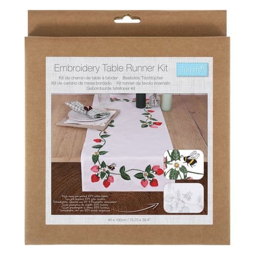 Embroidery Kit: Table Runner: Strawberries