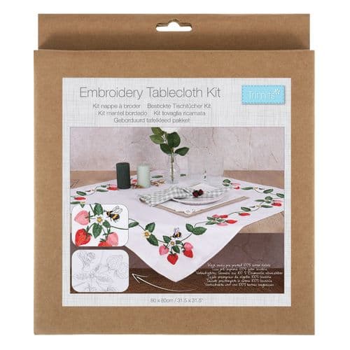 Embroidery Kit: Tablecloth: Strawberries