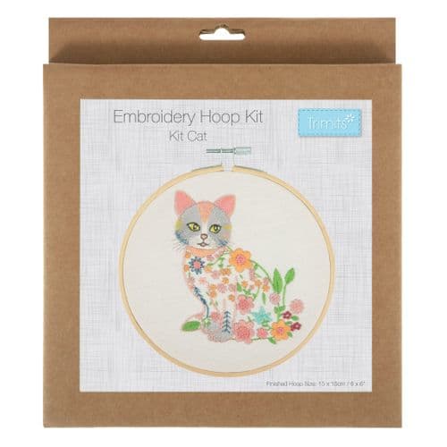 Embroidery Kit with Hoop: Floral Cat
