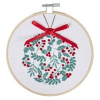 Embroidery Kit with Hoop: Holly Berry Bauble