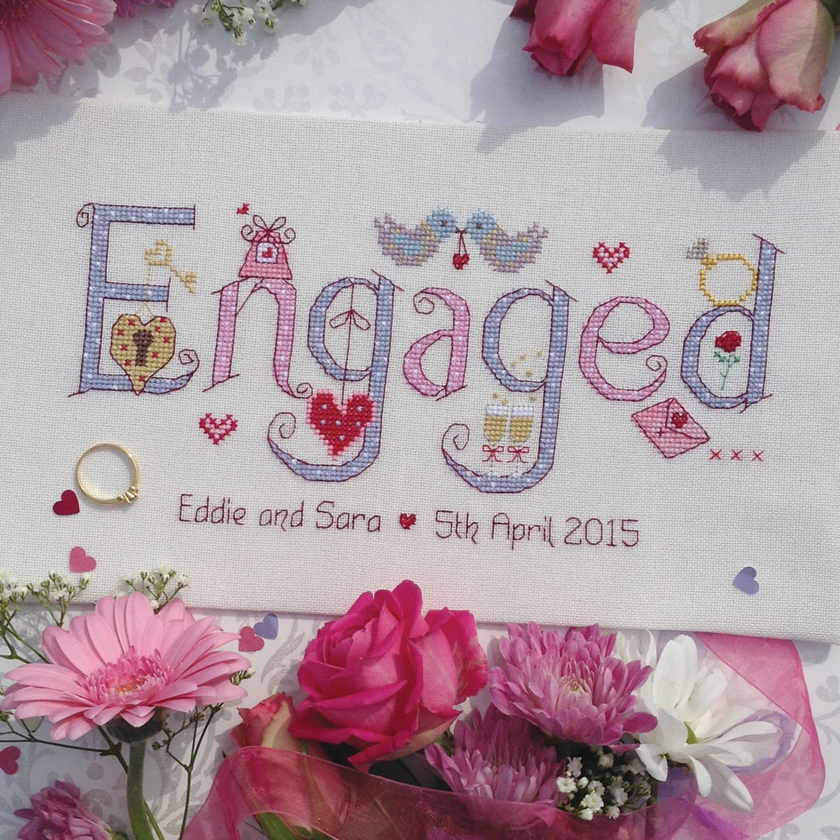 Engaged printed cross stitch chart by Nia Cross Stitch