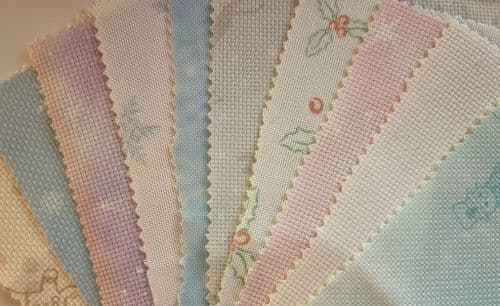 Fabric Flair Pack of 4 Christmas Card fabrics - Evenweave