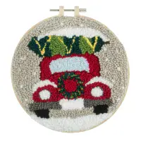 Festive Car Punch Needle Kit - Yarn and Hoop