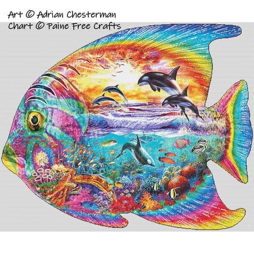 Fish Puzzle by Paine Free Crafts printed cross stitch chart