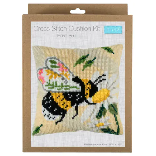 Floral Bee cushion cross stitch kit