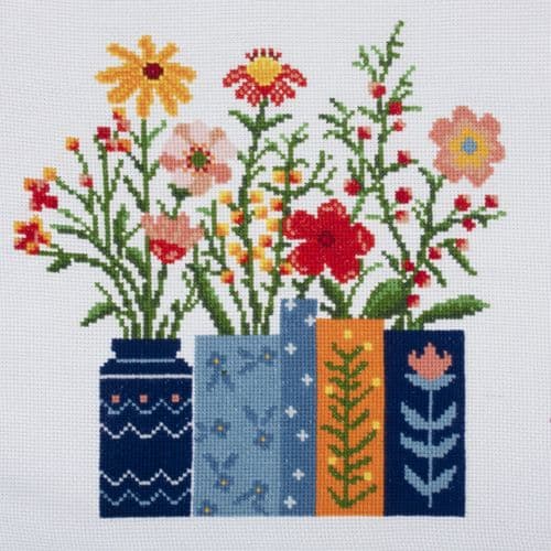Flowers in vase cross stitch kit