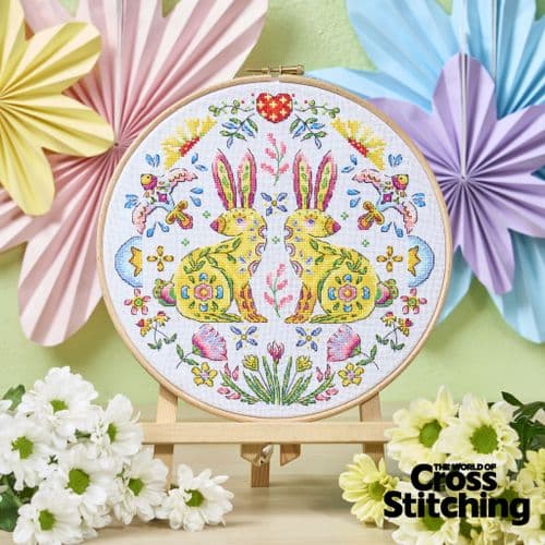 Folk Art Spring Hares Hoop WOXS Issue 367 project pack