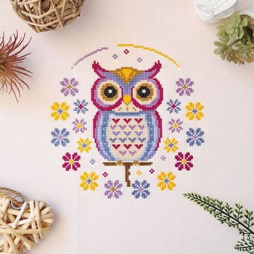 Folk Owl cross stitch chart by Artmishka Cross Stitch