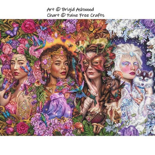 Four Fairy Queens by Paine Free Crafts printed cross stitch chart