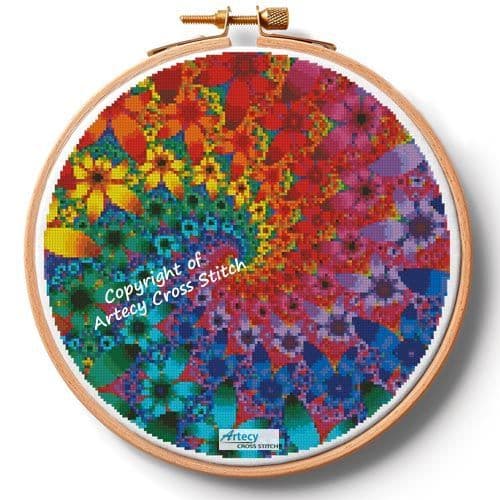 Fractal Flowers Hoop (Extra Large) by Artecy printed cross stitch chart