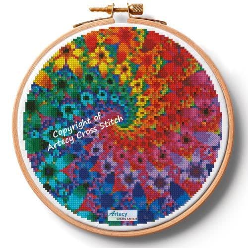 Fractal Flowers Hoop (Small) by Artecy printed cross stitch chart