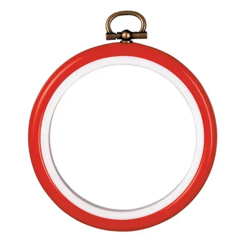 Vervaco Circular Plastic Display Frame - 7.5cm Diameter, Red, For Needlecraft & Embroidery Projects
