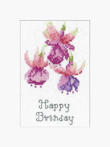 Fuchsia cross stitch card kit  - John Clayton Greetings cards