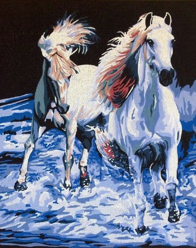 Gobelin-L A Pair of White Horses Tapestry Canvas