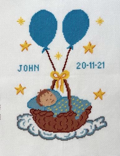 Gobelin-L Blue Baby Basket Stamped Cross Stitch Kit