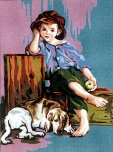 Gobelin-L Boy with a Dog Tapestry Canvas
