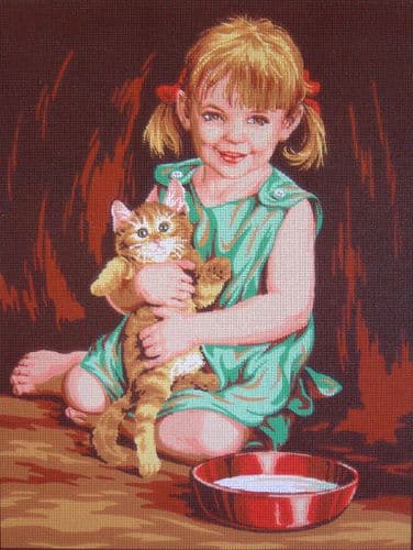 Gobelin-L Girl and Kitten Tapestry Canvas